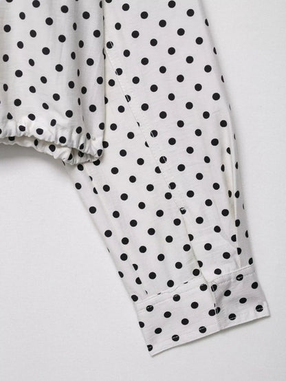 Woman Autumn Long Sleeves Turtleneck Zipper With Pockets Drawstring Casual Coats Women Fashion Polka Dot Printed Jacket