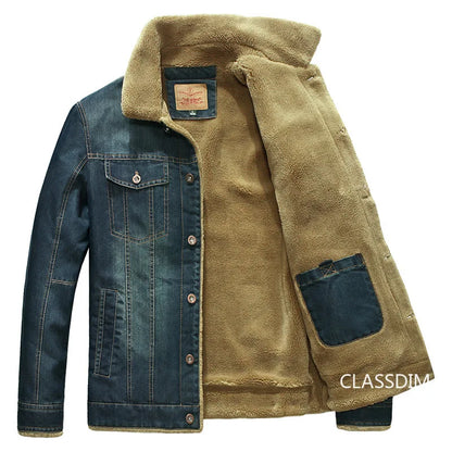 Men Denim Jackets Winter Coats Fleece Warm Jeans Jackets High Quality Male Casual Blue Denim Jackets New Fashion Jeans Coats M-5XL