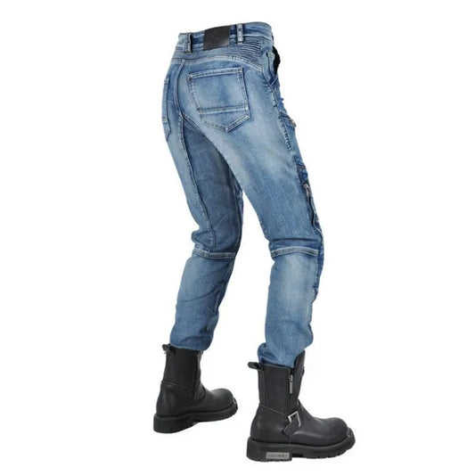 Womens zipper pants Motorcycle jeans Men's high elastic motorcycle riding rider pants Racing pants with protective