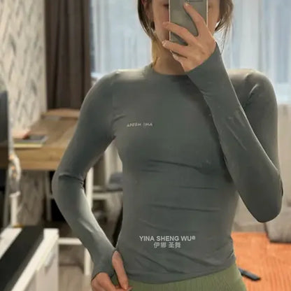 Long Sleeve Yoga Shirts Sport Top Fitness Clothes Wear for Women Gym Workout Top Jersey Running Training Tight Athletic Clothes