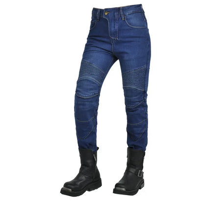 New Motorcycle Jeans Women Upgrade Silicone Protector Detachable Casual Fashion Racing Road Rider Four Seasons Moto Pants