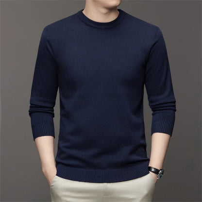 7 Colour Men's Round Neck Long Sleeved Solid Color Sweater Soft Warm and Comfortable Top with a Base