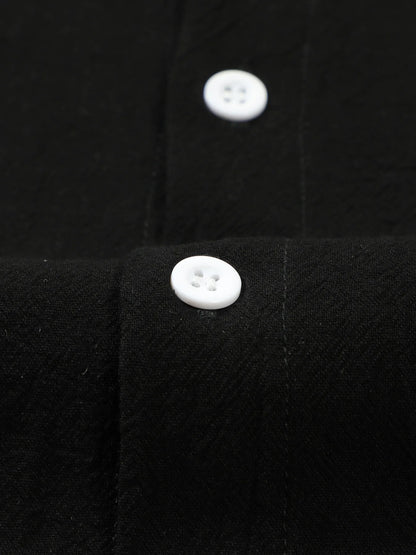 Autumn men's clothing 2025 new item men's solid color cotton and linen shirt stand up collar cardigan long sleeved casual busine