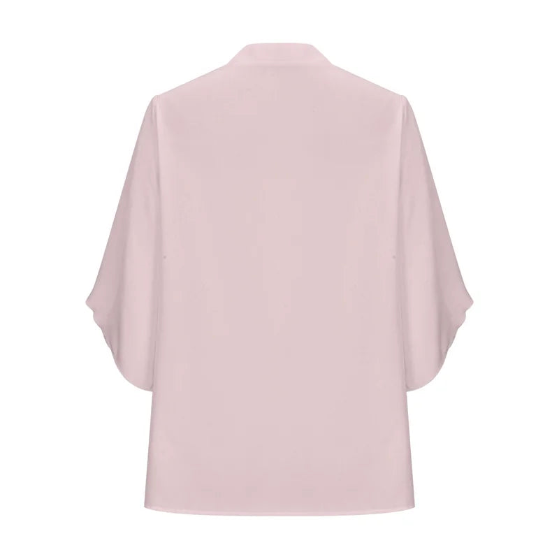 Women Summer Style Chiffon Blouses Shirts Lady Casual Short Flare Sleeve V-Neck Loose Blouse Tops