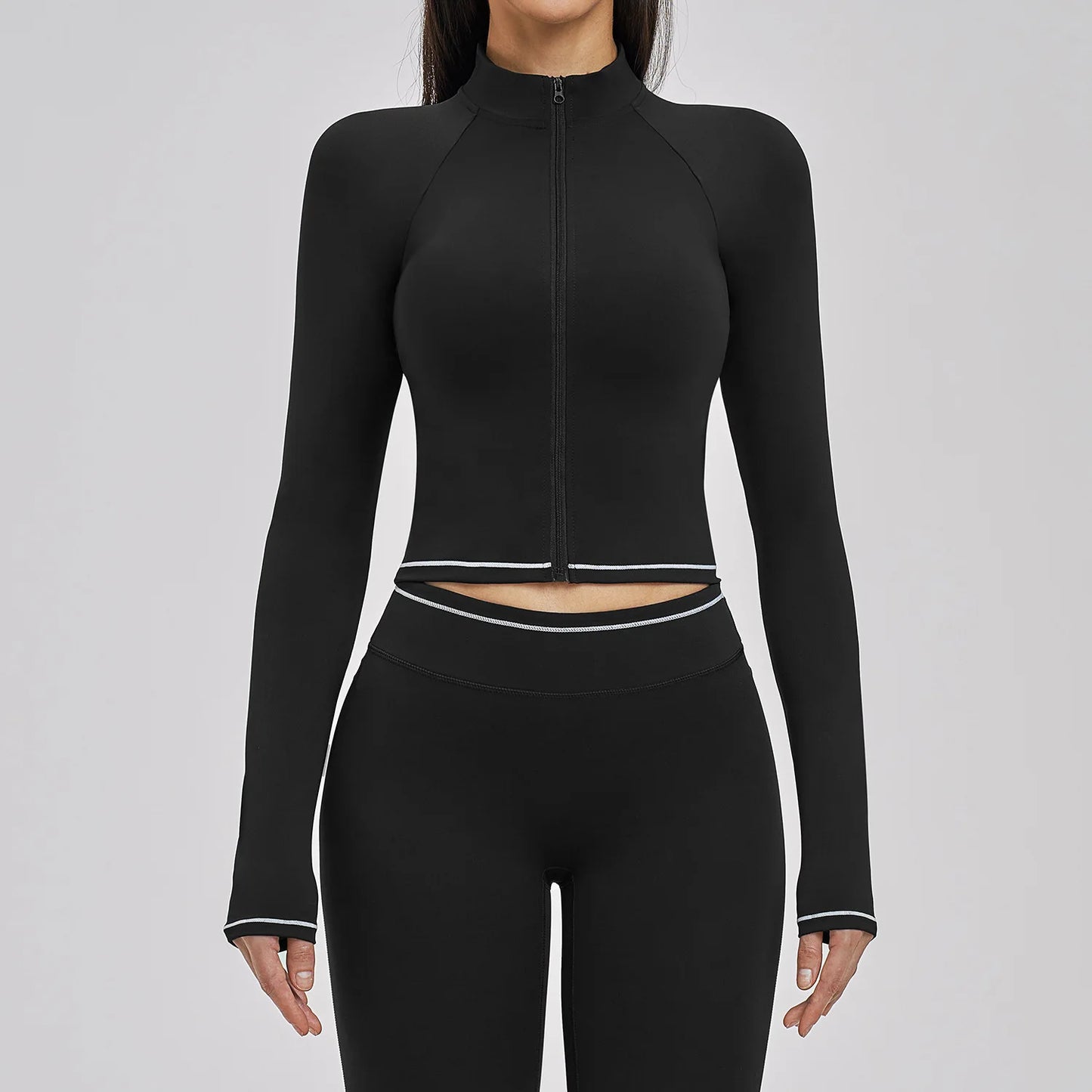Seamless Yoga Long Sleeve Women Sports Jacket Zipper Fitness Yoga Shirt Gym Top Activewear Running Coats Cycling Workout Clothes