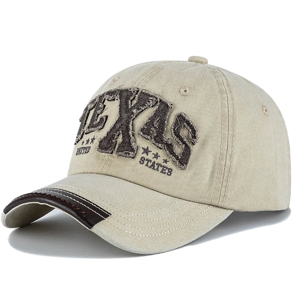 Unisex Vintage Classic Baseball Cap TEXAS Letter Embroidery Washed Cotton Chic Cap For Man Women Outdoor Casual Dad Hats