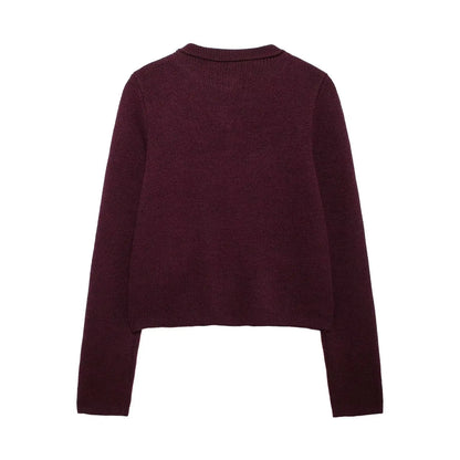 Women's Winter Slim Short Knitted Cardigan Jacket Retro Round Neck Gold Breasted Decoration Elegant Women's Casual Jacket