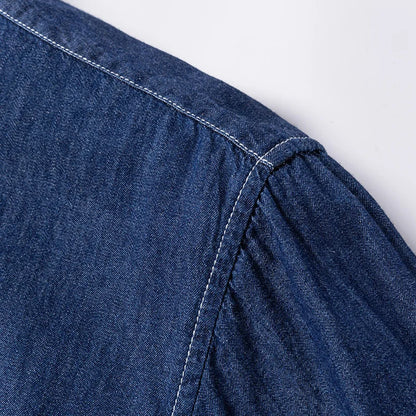 2025 Denim Long-Sleeve Double or Single  Pocket Design Shirt Classic 100% Cotton Fashion Embroider Comfortable Clothes