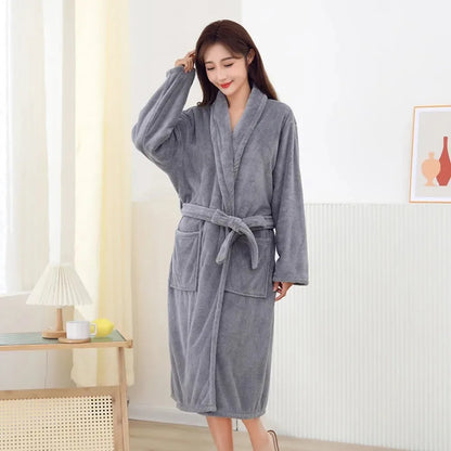 Bathrobes, Men and Women's Bath Towels, New Soft and Comfortable Absorbent, Home Bathing, Plain Bathrobes