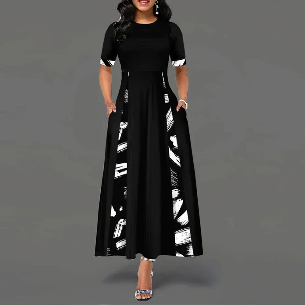 🌸 Boho Chic Plus Size Maxi Dress | 1XL–5XL | Summer Printed Half Sleeve Elegance 🌞
