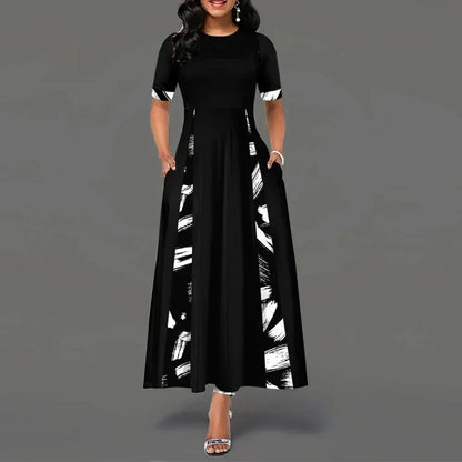 🌸 Boho Chic Plus Size Maxi Dress | 1XL–5XL | Summer Printed Half Sleeve Elegance 🌞