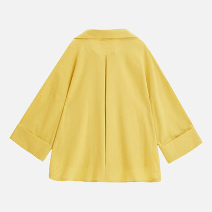 Women's Casual Loose Shirt for Spring/Summer 2026 Collar Button Design Wide Sleeves Minimalist Holiday Style
