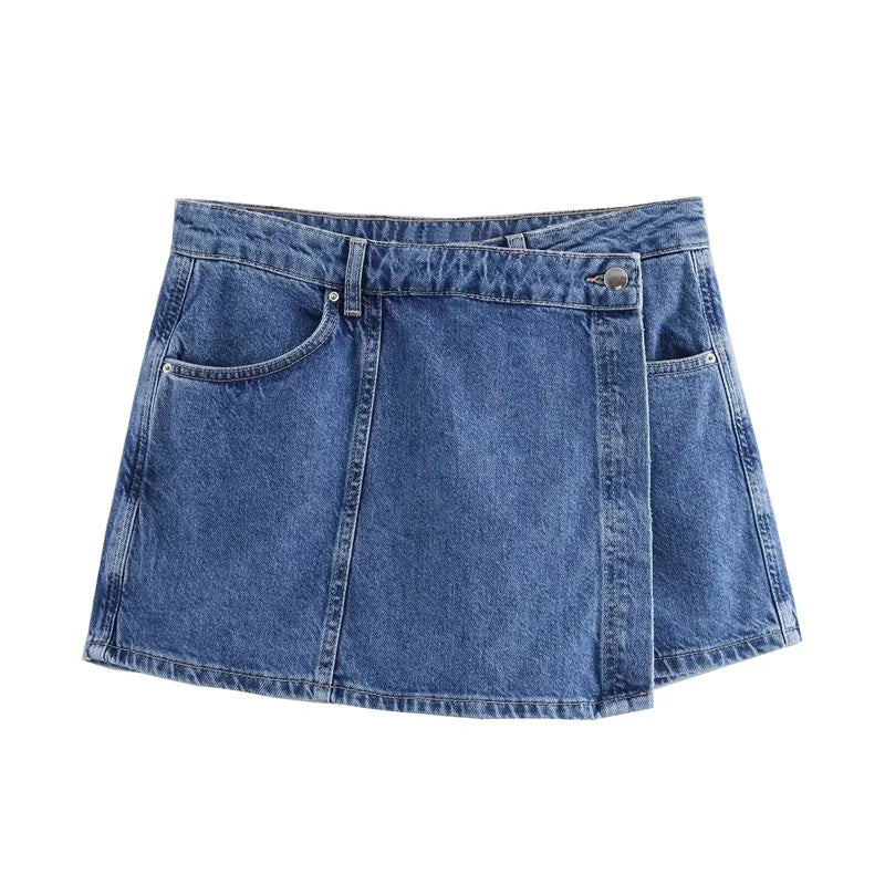 Blue Denim Shirt Woman Short Sleeve Cropped Shirt Women Summer Short Tops Woman Streetwear Y2k Stylish Women's Blouses