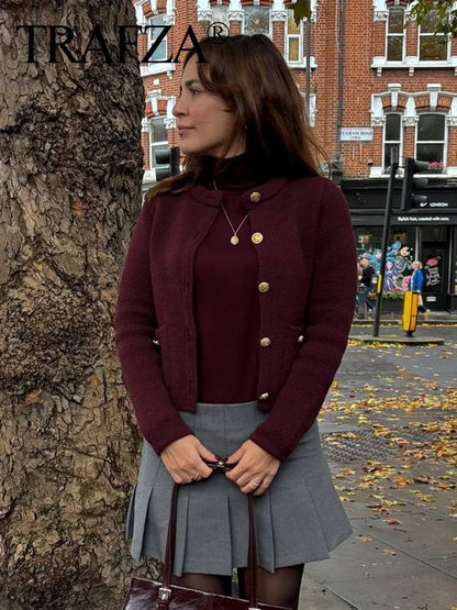 HH Women Casual Knitted Cropped Cardigan Long Sleeve Single Breasted Cardigans Women 2025 New Autumn Pocket Knitwear