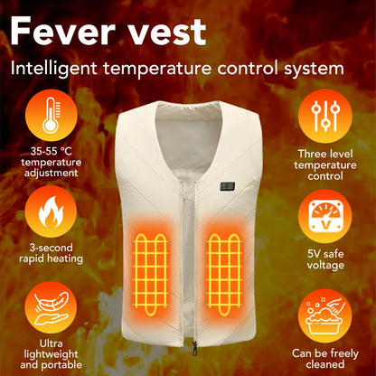 4 Areas Heated Vest Men Women Jacket Heated Clothes Casual V-neck USB Heated Vest Smart Control Temperature Heating Jacket Coat