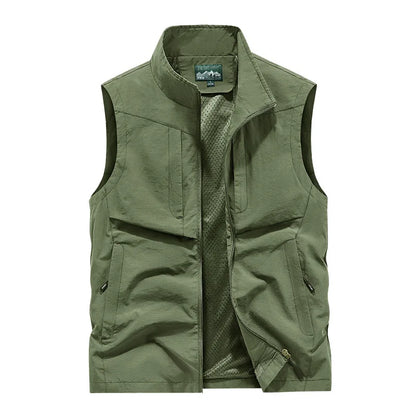 Men Outdoor Cargo Vests 8XL New Summer Thin Mesh Breathable Waistcoats Fishing Sleeveless Jackets Male Sportswear Casual Vests