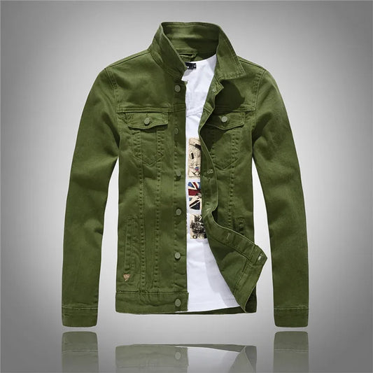 Men Coloured Denim Jackets Outwear Slim Fit Denim Coats New Fashion Male Cotton Casual Jeans Jackets Streetwear Jean Coats Size S~4XL