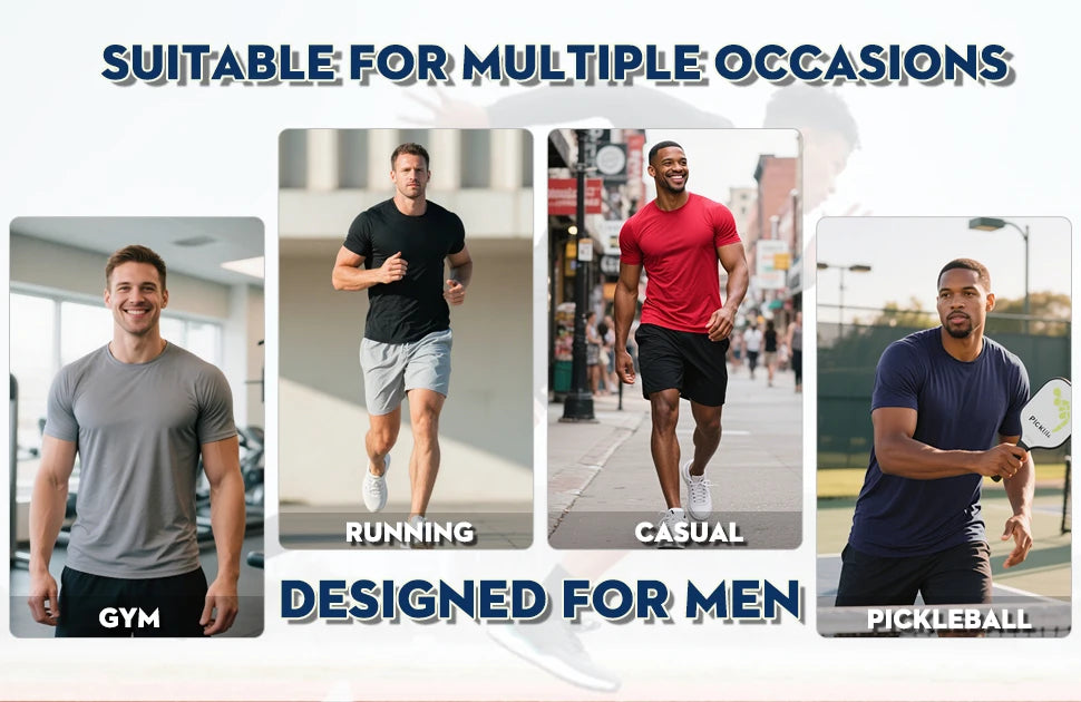 5Pcs Men's Quick Dry Basic Short Sleeve Gym Running Street Outdoor Exercise Sport Shirt Tops Lightweight