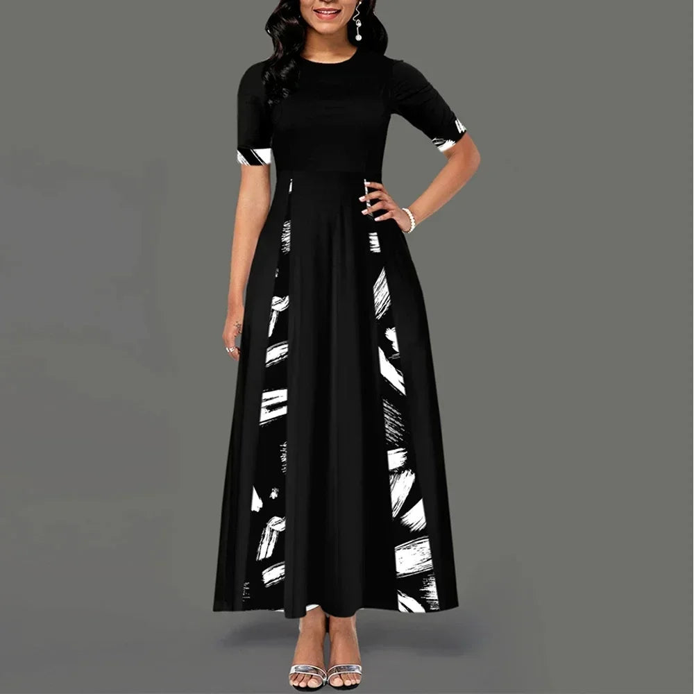 🌸 Boho Chic Plus Size Maxi Dress | 1XL–5XL | Summer Printed Half Sleeve Elegance 🌞