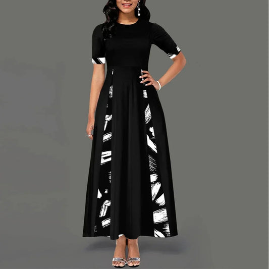 🌸 Boho Chic Plus Size Maxi Dress | 1XL–5XL | Summer Printed Half Sleeve Elegance 🌞