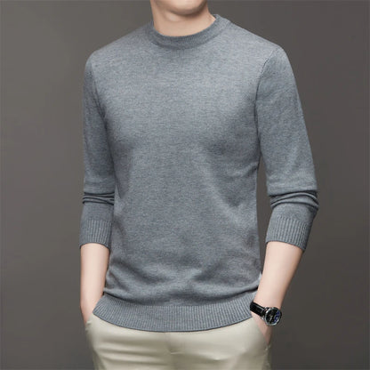 7 Colour Men's Round Neck Long Sleeved Solid Color Sweater Soft Warm and Comfortable Top with a Base