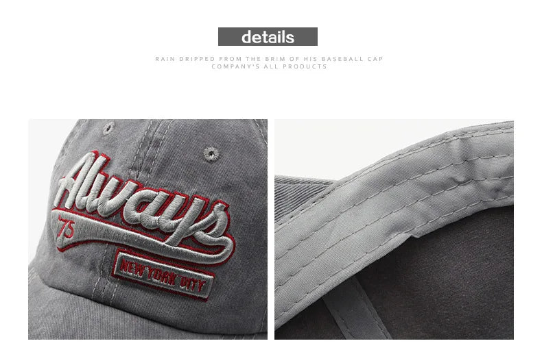 Summer Women Men Baseball Cap Fashion Letter Embroidery Snapback Hat Vintage Washed Cotton Unisex Hip Hop Sun Hat Casquette