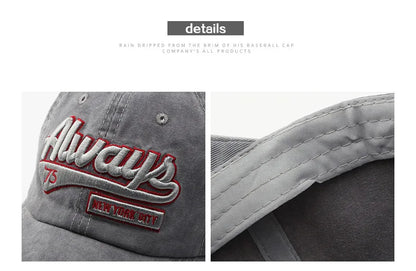Summer Women Men Baseball Cap Fashion Letter Embroidery Snapback Hat Vintage Washed Cotton Unisex Hip Hop Sun Hat Casquette