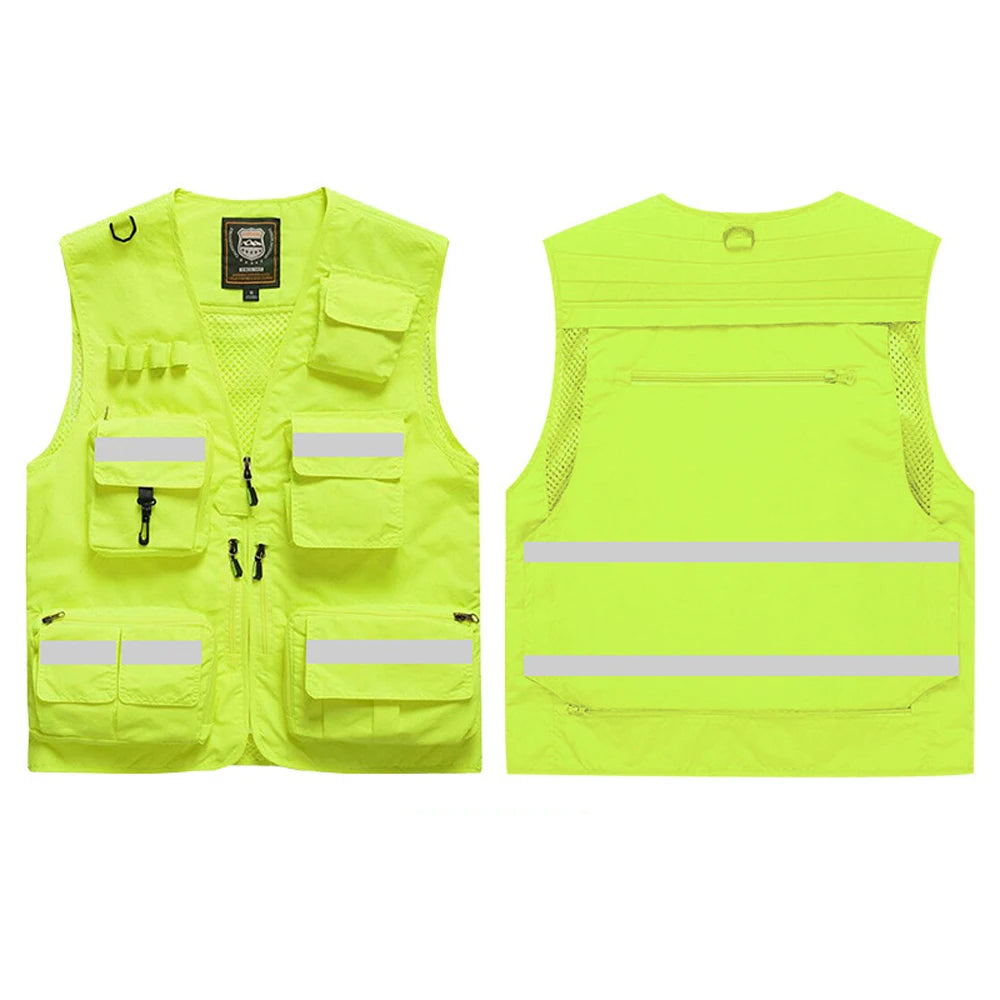 Workwear Safety Vest with Multi Pocket Emergency Rescue Volunteers Communication Safety Jacket Outdoor Work Clothing