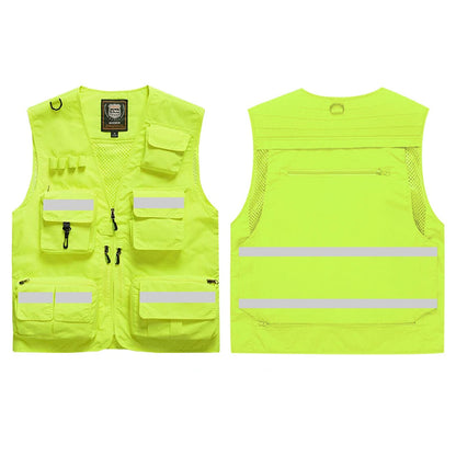 Workwear Safety Vest with Multi Pocket Emergency Rescue Volunteers Communication Safety Jacket Outdoor Work Clothing
