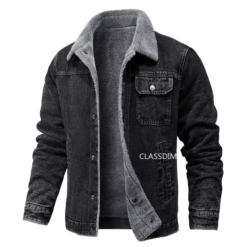 Men Winter Black Denim Jackets Fleece Warm Coats Good Quality Male Casual Winter Jackets Outwear Casual Coats Winter Clothes S-4XL