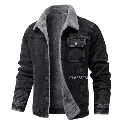 Men Winter Black Denim Jackets Fleece Warm Coats Good Quality Male Casual Winter Jackets Outwear Casual Coats Winter Clothes S-4XL