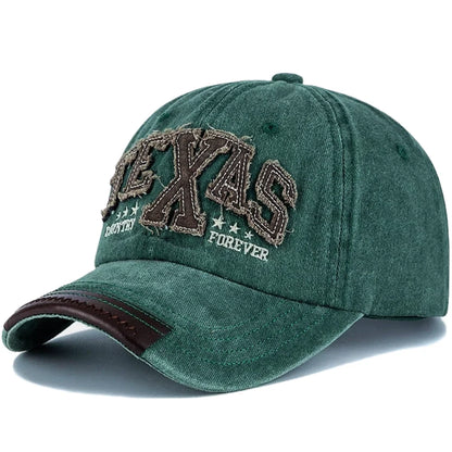Unisex Vintage Classic Baseball Cap TEXAS Letter Embroidery Washed Cotton Chic Cap For Man Women Outdoor Casual Dad Hats