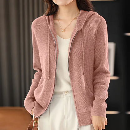 Women Cardigans Autumn Winter Turn-down Collar Zip Front Cardigan Thick Loose Sweater Basic Warm Knit Casual Korean Outerwear