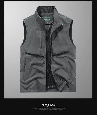 Men Outdoor Cargo Vests 8XL New Summer Thin Mesh Breathable Waistcoats Fishing Sleeveless Jackets Male Sportswear Casual Vests
