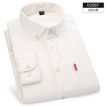 Retro Cotton Corduroy Warm Winter Shirt Men’s Long Sleeve Casual Soft Comfortable Pocket Dress Shirts for Male Blouse Clothes