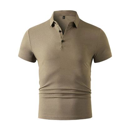 2025 New Men's Casual and Fashionable Simple Collared Short Sleeved Polo Shirt Summer Comfortable Breathable and Versatile Top