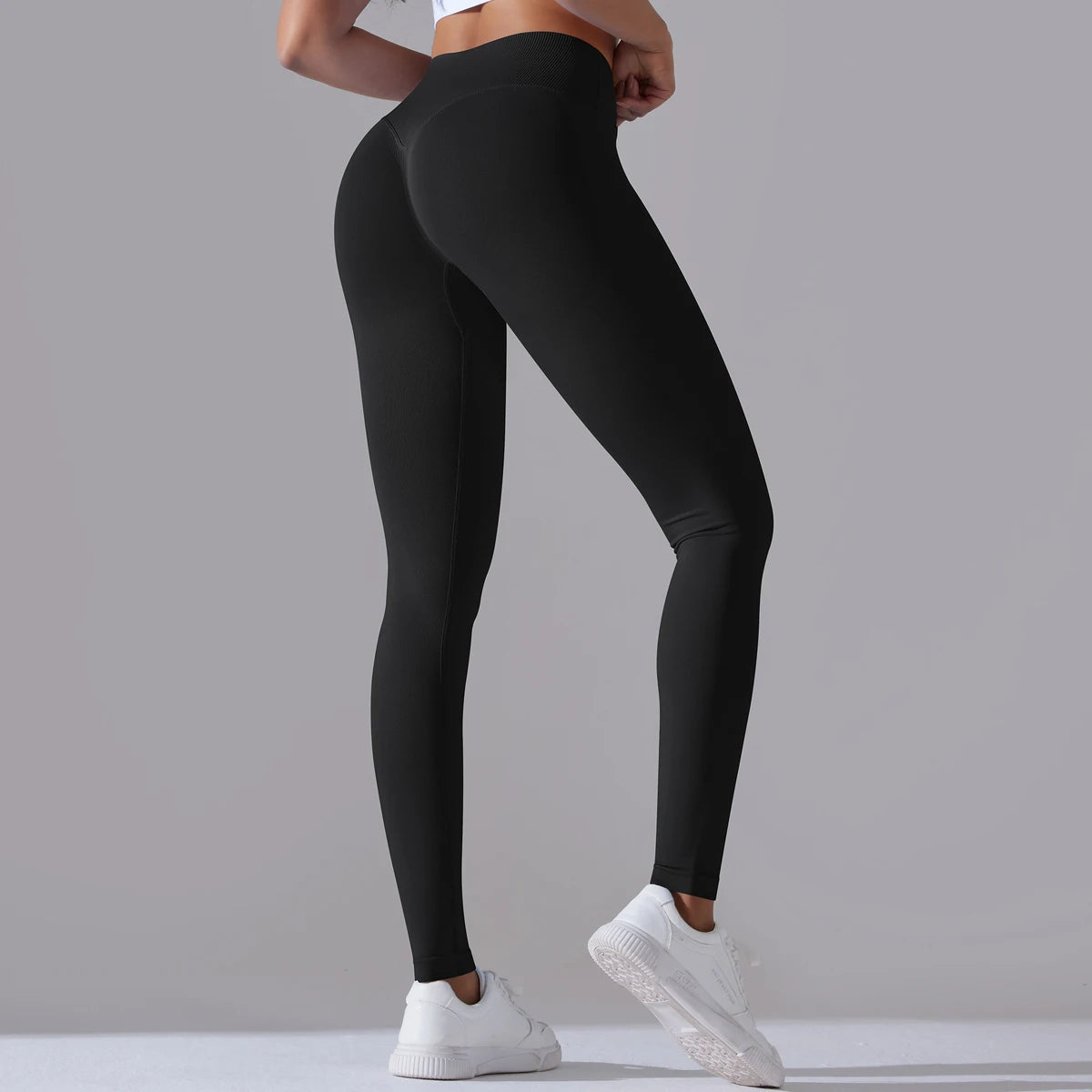 Seamless Yoga Pant Cross Over Waistband Sports Fitness Legging Women High Waist Gym Scrunch Butt Running Workout Leggings