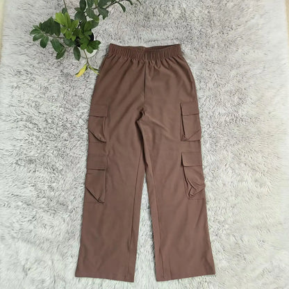 New Straight Cargo Pants Women High Waist Baggy Trousers Casual Wide Leg Slim Vintage Y2K Streetwear Pocket Fashion Casual Pants