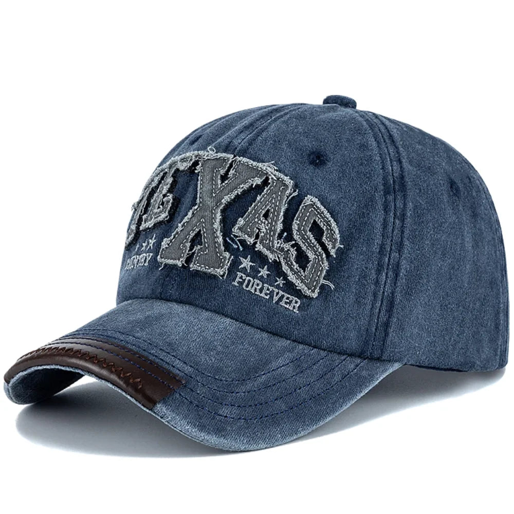 Unisex Vintage Classic Baseball Cap TEXAS Letter Embroidery Washed Cotton Chic Cap For Man Women Outdoor Casual Dad Hats