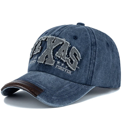 Unisex Vintage Classic Baseball Cap TEXAS Letter Embroidery Washed Cotton Chic Cap For Man Women Outdoor Casual Dad Hats