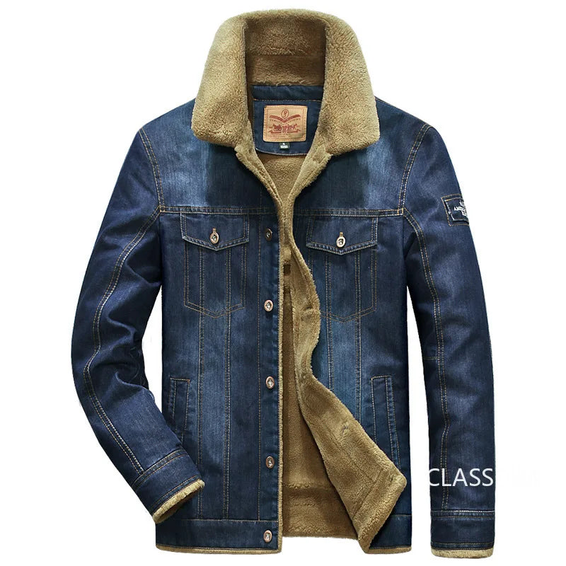 Men Denim Jackets Winter Coats Fleece Warm Jeans Jackets High Quality Male Casual Blue Denim Jackets New Fashion Jeans Coats M-5XL