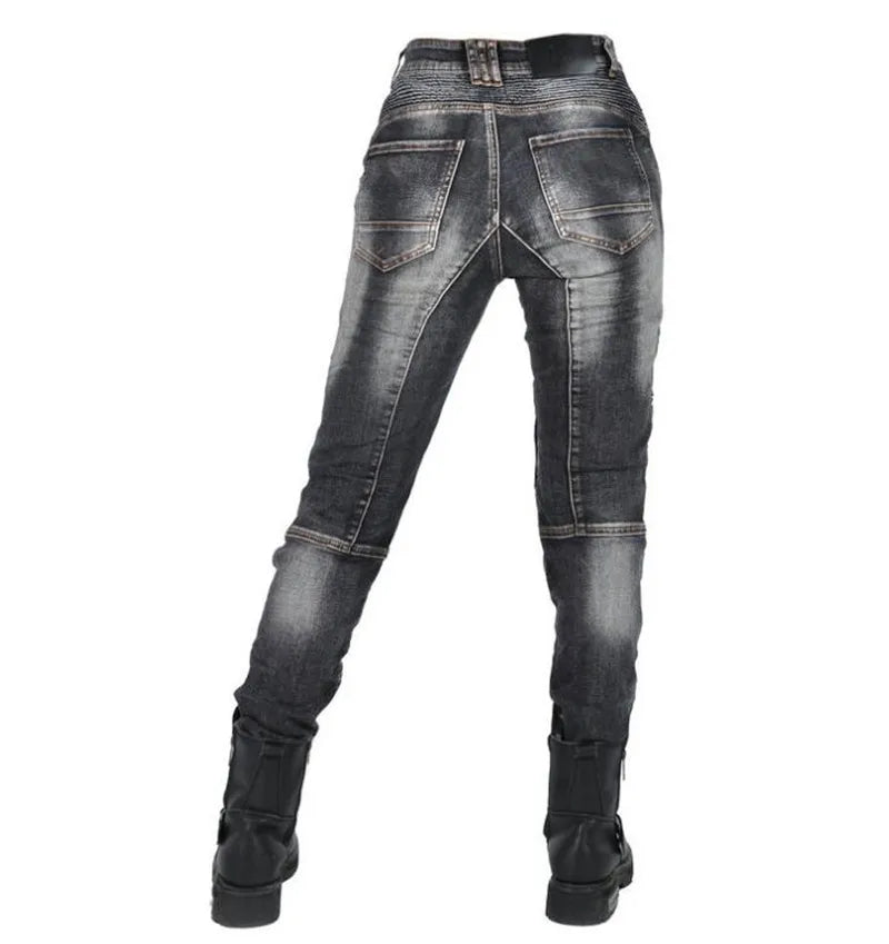 Womens zipper pants Motorcycle jeans Men's high elastic motorcycle riding rider pants Racing pants with protective