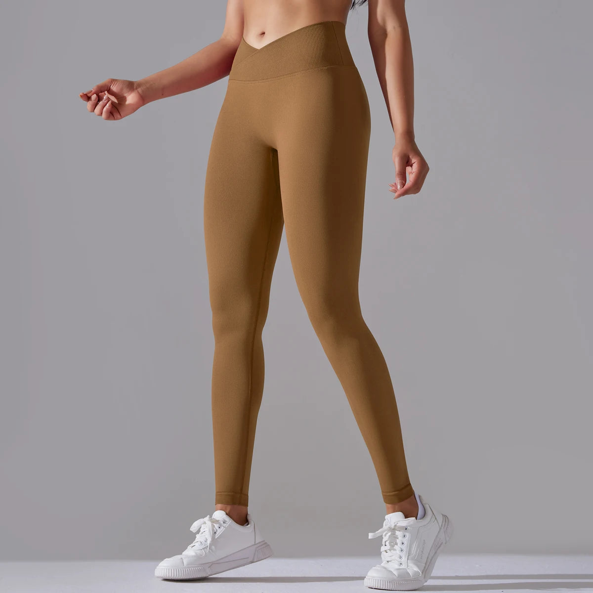Seamless Yoga Pant Cross Over Waistband Sports Fitness Legging Women High Waist Gym Scrunch Butt Running Workout Leggings