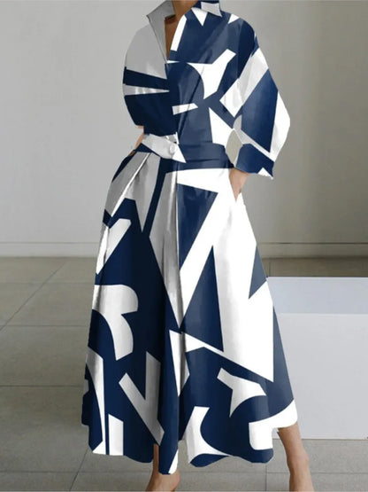 Autumn Dress Long Sleeve Dot Print Elegant Maxi Dresses For Women 2025 White Casual V Neck Shirt Party Long Dress Robe Femme
