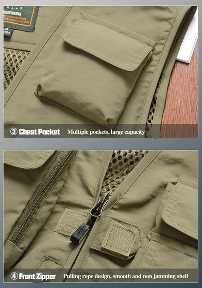 Workwear Safety Vest with Multi Pocket Emergency Rescue Volunteers Communication Safety Jacket Outdoor Work Clothing