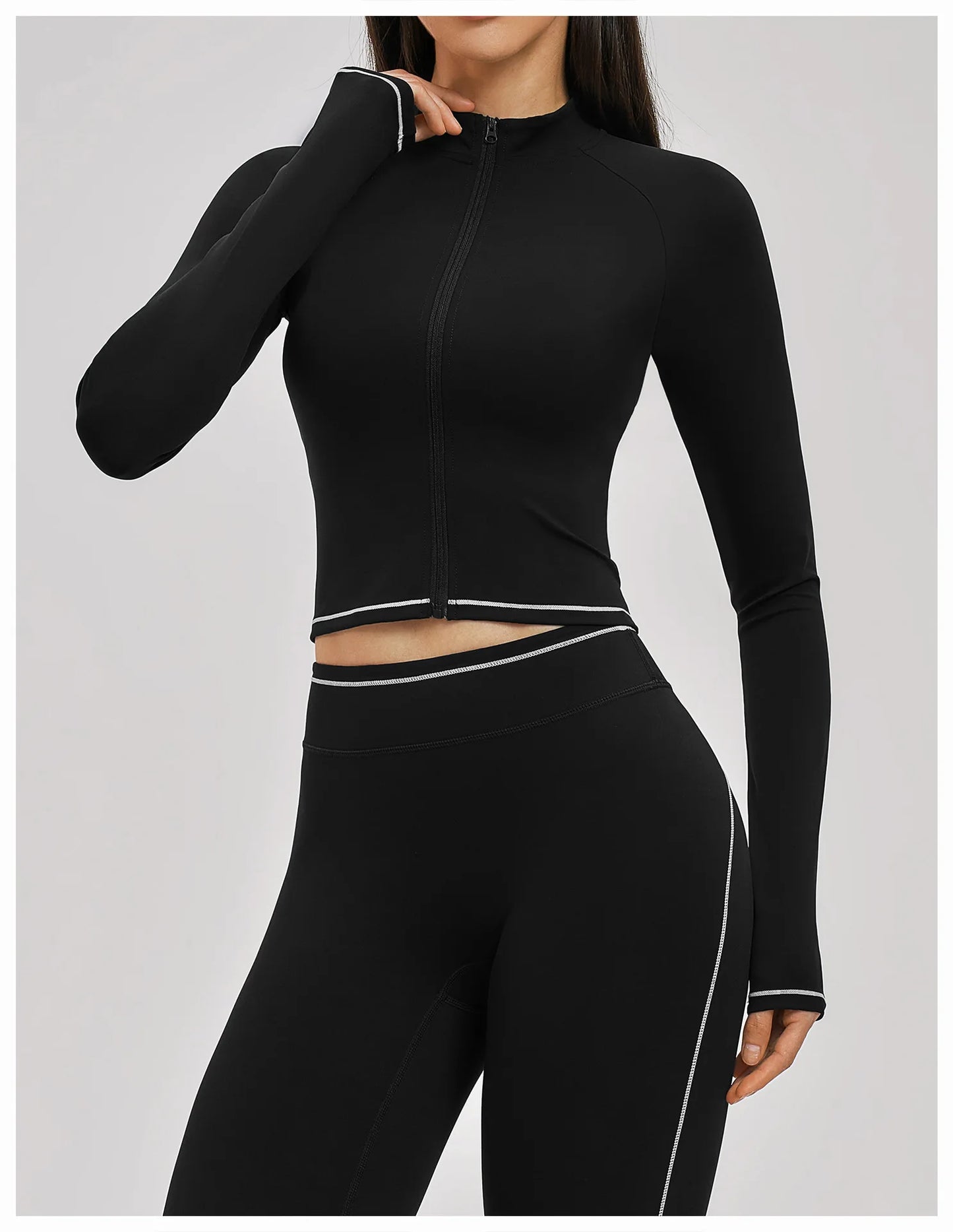 Seamless Yoga Long Sleeve Women Sports Jacket Zipper Fitness Yoga Shirt Gym Top Activewear Running Coats Cycling Workout Clothes