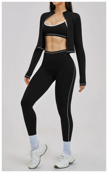 Seamless Yoga Long Sleeve Women Sports Jacket Zipper Fitness Yoga Shirt Gym Top Activewear Running Coats Cycling Workout Clothes