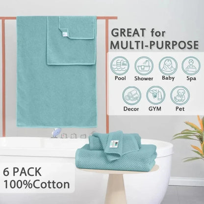 100% Cotton | Lightweight | Thick | Soft, Quick Dry Towels, Bath Towels Set of 6 Large, 2 Bath 30"x56", 2 Hand 18"x28"