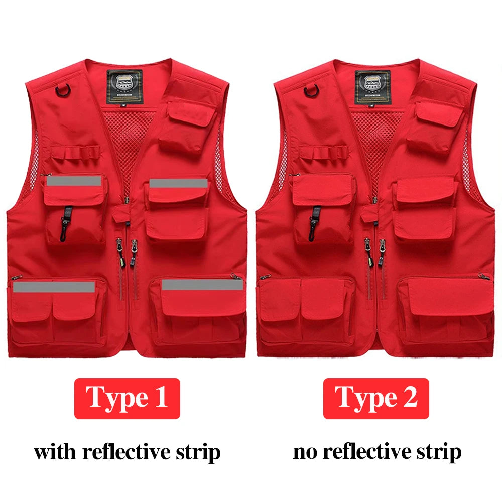 Workwear Safety Vest with Multi Pocket Emergency Rescue Volunteers Communication Safety Jacket Outdoor Work Clothing