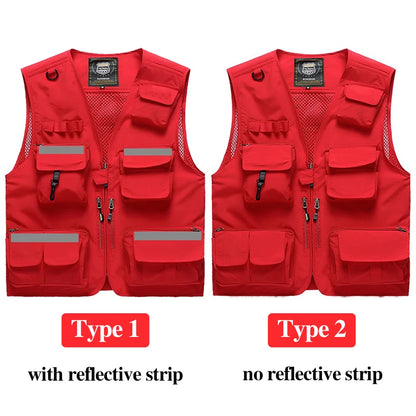 Workwear Safety Vest with Multi Pocket Emergency Rescue Volunteers Communication Safety Jacket Outdoor Work Clothing